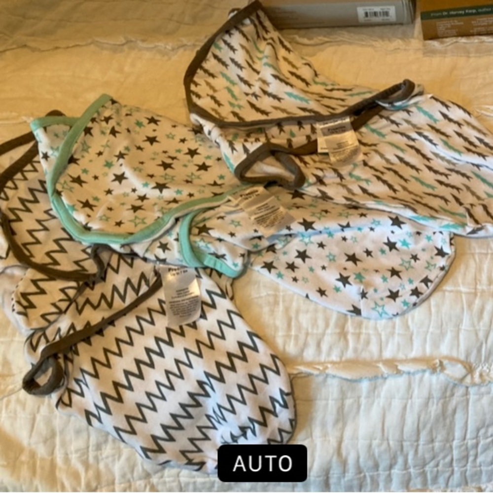 3 preemie swaddle Velcro wraps (sold as a set)
